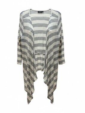 Gray White Striped Cardigan